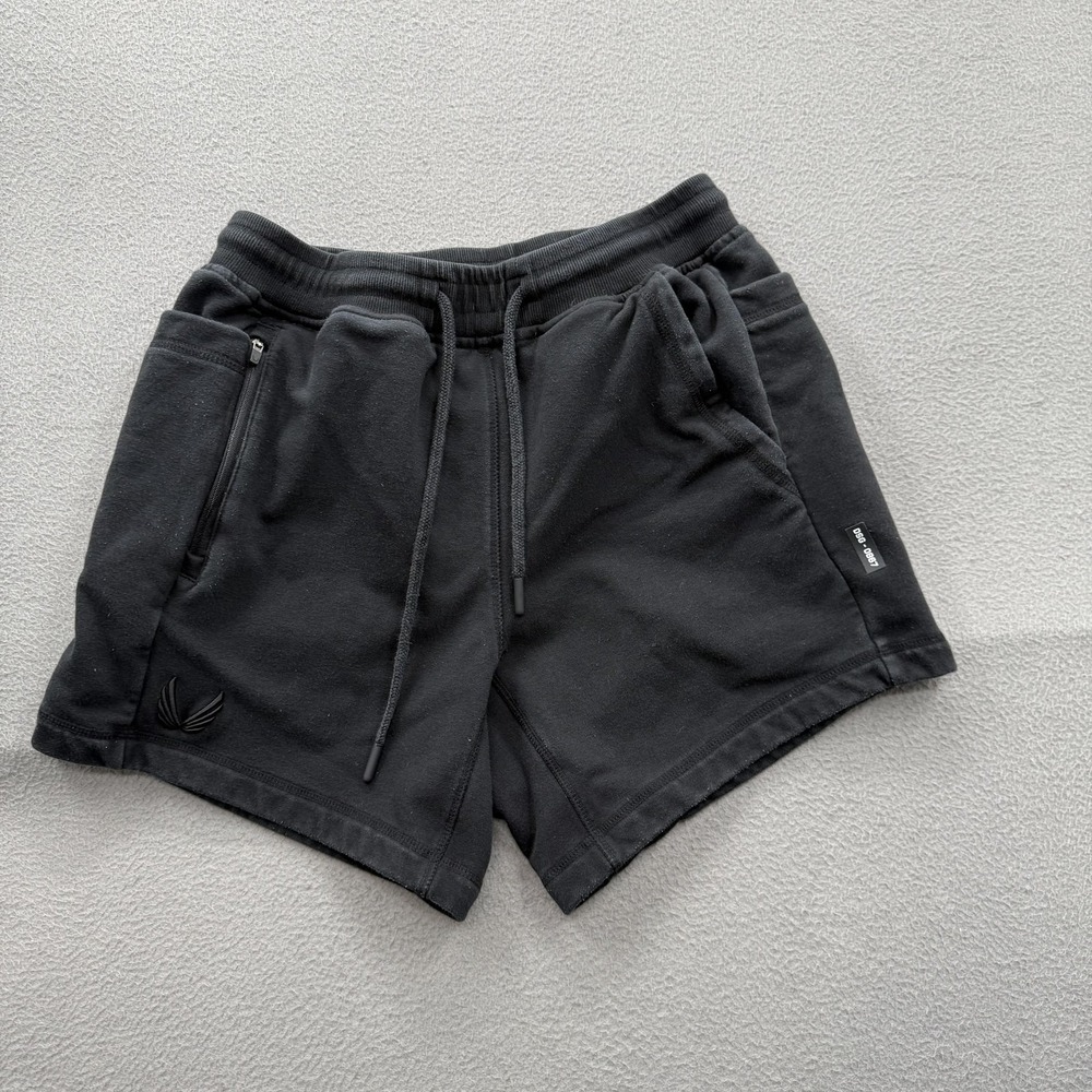 ASRV Sweat Shorts Mens Medium Black French Terry Drawstring 7 Inseam Athletic